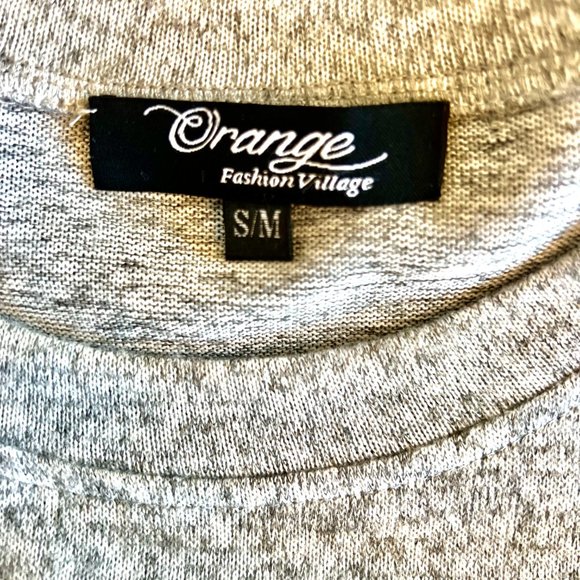 NWT Orange Fashion Village Gray Printed Asymmetric Sweater Tunic - Picture 11 of 11